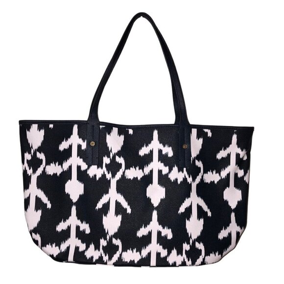 C Wonder Bag Ikat Navy Blue White Large Tote Christian Siriano Vegan Leather - Picture 1 of 8